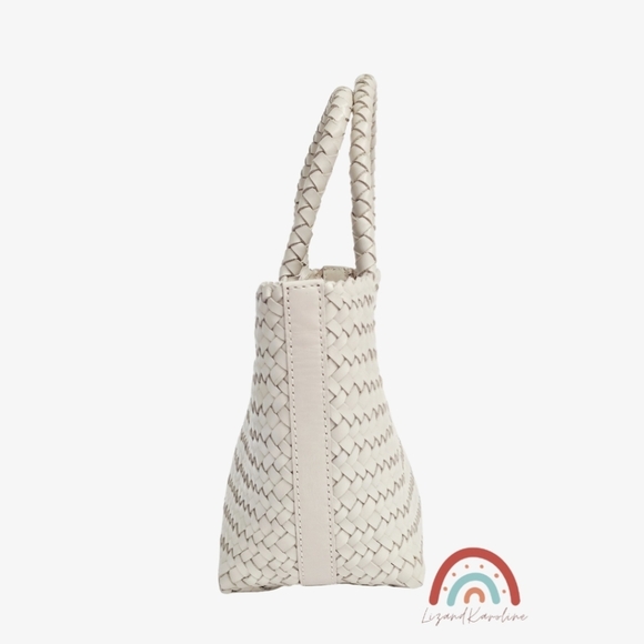 New! Madewell Handwoven Mini Tote Woven Leather Bag in Alabaster - Picture 4 of 16